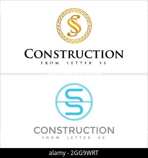Modello di disegno vettoriale del logo dell'icona SS iniziale Illustrazione Vettoriale