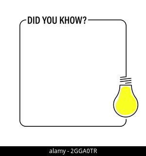 Icona Suggerimenti rapidi minimi con lampadina. Trend lineare piatto semplice logo grafico web banner design isolato su bianco Illustrazione Vettoriale