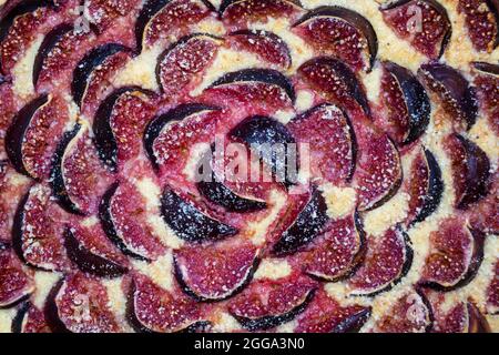 Sfondo di un primo piano di un fig. Banner Web per dessert alla frutta in autunno Foto Stock