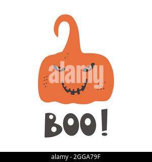 Boo Halloween silhouette Halloween scena zucca Halloween icone Illustrazione Vettoriale