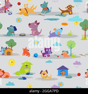cane divertente, modello, cani divertenti, modello per bambini per decorazione e design, imballaggio e poster, cartone animato, modello, animale, immagine, icona Illustrazione Vettoriale