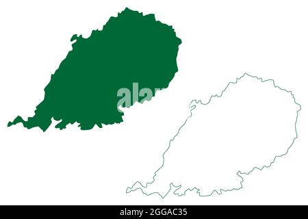 Pulwama distretto (Jammu e Kashmir Unione territorio, Repubblica di India) mappa vettore illustrazione, disegno scricbble Pulwama mappa Illustrazione Vettoriale