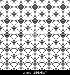 la ripetizione lineare geometrica senza giunture crea cerchi intersecanti. Un ornamento per texture, tessuti e sfondi semplici. Stile piatto. Illustrazione Vettoriale