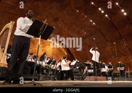 Boston Landmarks Orchestra Hatch Shell Esplanade Boston Massachusetts Foto Stock