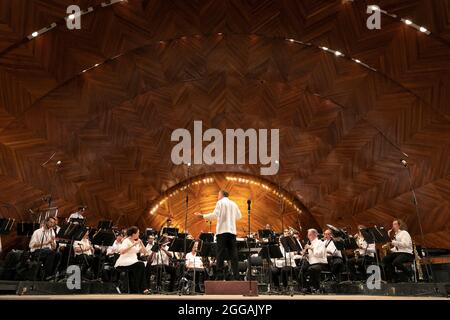 Boston Landmarks Orchestra Hatch Shell Esplanade Boston Massachusetts Foto Stock