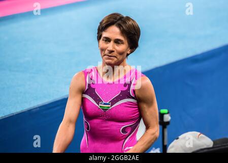 Melbourne, Australia. 15 dicembre 2014. Oksana Chusovitina dall'Uzbekistan vista durante la Melbourne Artistic Gymnastics World Cup alla John Cain Arena. Credit: SOPA Images Limited/Alamy Live News Foto Stock