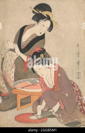 Donne che preparano Sashimi, 1806-20. Foto Stock