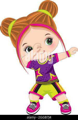 Cuter Little Girl dabbing.Redheaded Little Girl Balling Hip Hop. Vettore dabbing Girl Illustrazione Vettoriale