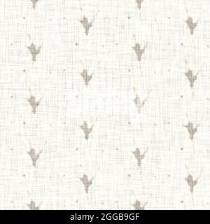 Tessuto di lino con motivo floreale grigio disegnato a mano. Capricci da giardino senza cuciture. Moderna primavera doodle floreale natura tessuto per arredamento casa. Botanico Foto Stock