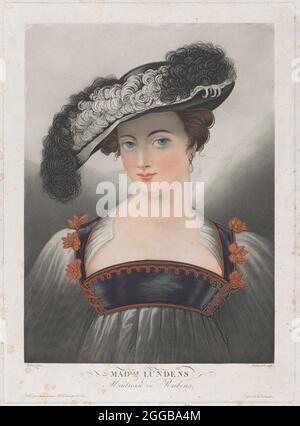 Ritratto di Susanna Lunden, con cappello a larga brimmed con piume, ca. 1809-35. Foto Stock