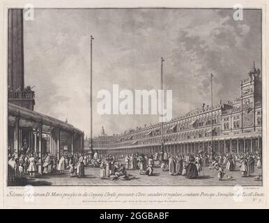 Targa 9: Processione del giorno del Corpus Domini in Piazza San Marco, dalle "cerimonie e festival" (le Feste Ducali), ca. 1766. Foto Stock