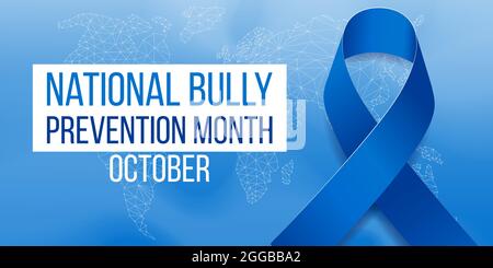 National Bully Prevention Month Concept. Modello di banner con nastro blu e testo. Illustrazione vettoriale. Illustrazione Vettoriale