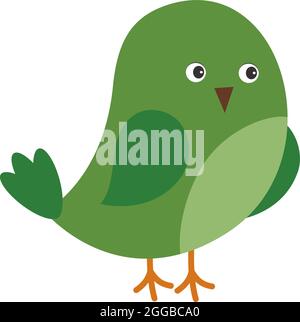Cute Green St. Patrick Bird. Vector Green Bird Illustrazione Vettoriale