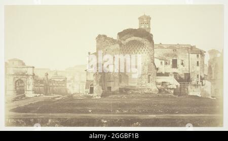 Untitled (Tempio di Venere e Roma, Arco di Trionfo e altre rovine nel Foro), c.. 1857. Un'opera fatta di stampa albume, da "fotografie di vedute di roma" (c.. 1857). Foto Stock