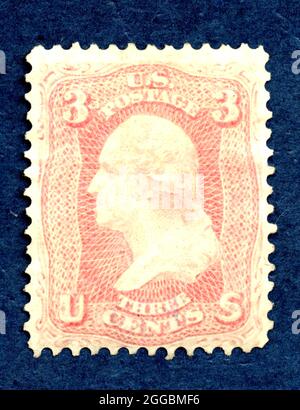 3c Washington single, 17 agosto 1861. Non utilizzato; perf 12. Foto Stock