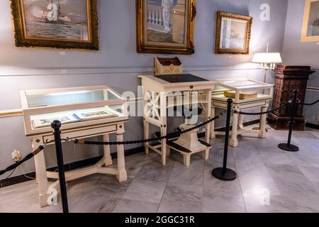 Sala dedicata al Kaiser Wilhelm II nel palazzo Achilleion costruito a Gastouri sull'isola di Corfù per l'imperatrice Elisabetta d'Austria - Sisi, Grecia Foto Stock