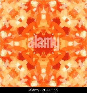 Sfondo astratto del caleidoscopio. Tonalità arancio. Trama caleidoscopica multicolore. Foto Stock