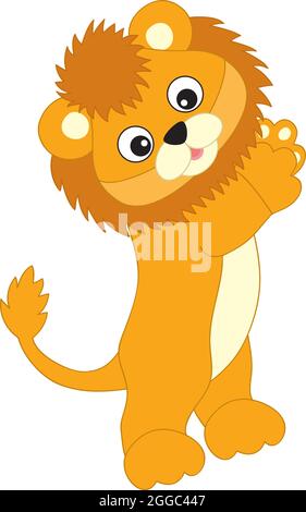 Cute Baby Lion in piedi. Vettore Lion Cub Illustrazione Vettoriale