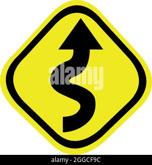 Illustrazione vettoriale del segnale stradale tortuoso Illustrazione Vettoriale