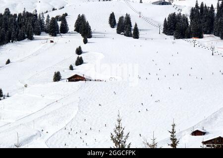 Piste da sci a Lech Austria Foto Stock