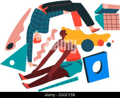 Composizione retrò astratta con forme geometriche Illustrazione Vettoriale