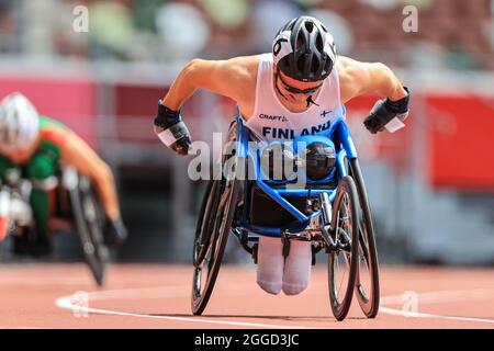 Giappone. 31 Agosto 2021. Tokyo, Giappone. 31 ago 2021. PIISPANEN toni (fin) Atletica : finale da 200m T51 maschile durante i Giochi Paralimpici di Tokyo 2020 allo Stadio Nazionale di Tokyo, Giappone . Credit: AFLO SPORT/Alamy Live News Foto Stock