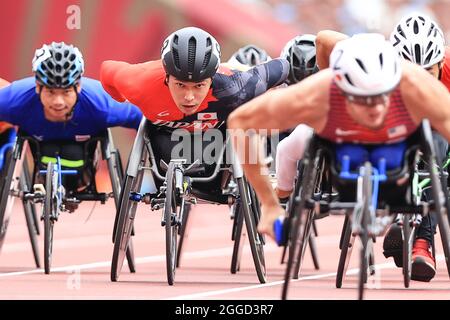 Giappone. 31 Agosto 2021. Tokyo, Giappone. 31 ago 2021. Tomoki Suzuki (JPN) Athletics : finale da uomo di 1500m T54 durante i Giochi Paralimpici di Tokyo 2020 allo Stadio Nazionale di Tokyo, Giappone . Credit: AFLO SPORT/Alamy Live News Foto Stock