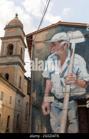 Murales nel vecchio villaggio Acquapendente Italia Foto Stock