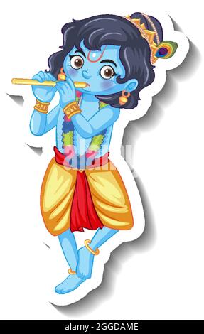 Lord Krishna kid vignetta personaggio illustrazione Illustrazione Vettoriale