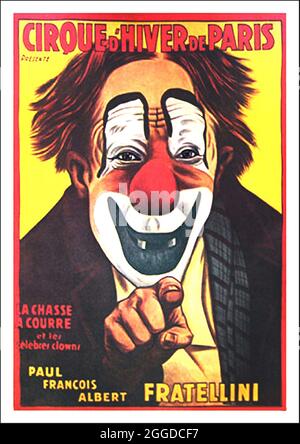 Fare clic sul poster del circo francese d'epoca - Clown Foto Stock