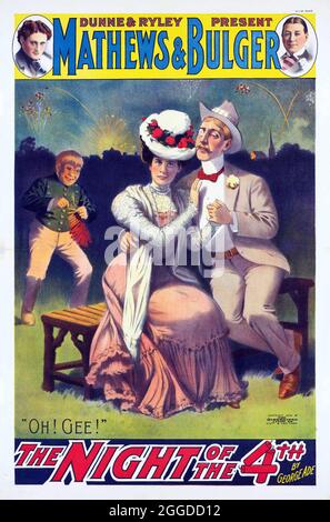 Fare clic sul poster Vintage American Silent movie - 'The Night of the 4th' 1910s Foto Stock