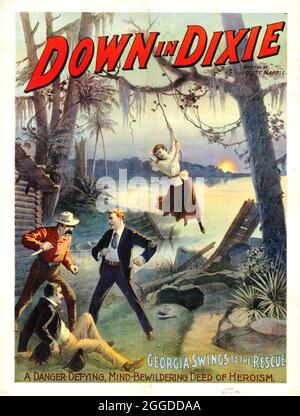 Fare clic sul poster Vintage American Silent movie - 'Down in Dixie' 1910 Foto Stock