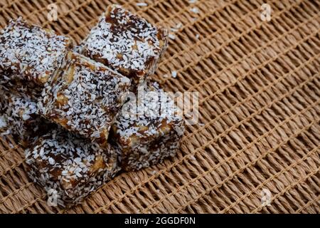 quadrati sano morsi di data vegan Foto Stock