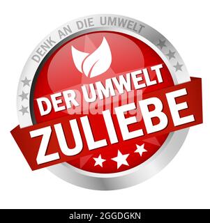 EPS 10 vettore con pulsante rotondo colorato con banner e. testo per l'ambiente (in tedesco) Illustrazione Vettoriale