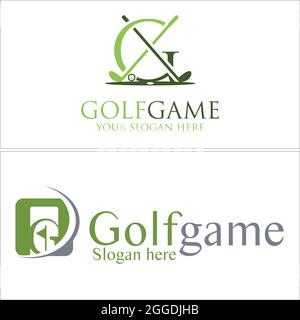 Logo Golf con lettera GL stick golf e design con bandiera Illustrazione Vettoriale