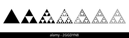 Passi di evoluzione del triangolo Sierpinski Illustrazione Vettoriale