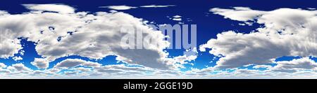 Panoramica Sky hdri senza cuciture con angolo di 360 gradi con zenith e nuvole per l'uso come cupola del cielo. illustrazione del rendering 3d Foto Stock