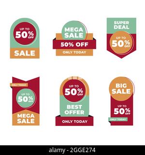 Set di badge vendita Flat illustrazione Vector. Illustrazione Vettoriale