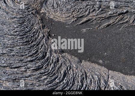 Lava solidificata, flusso di lava, Odaoahraun, altopiani islandesi, Islanda Foto Stock