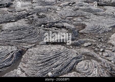 Lava solidificata, flusso di lava, Odaoahraun, altopiani islandesi, Islanda Foto Stock