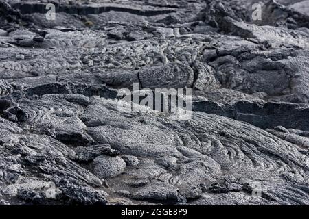 Lava solidificata, flusso di lava, Odaoahraun, altopiani islandesi, Islanda Foto Stock
