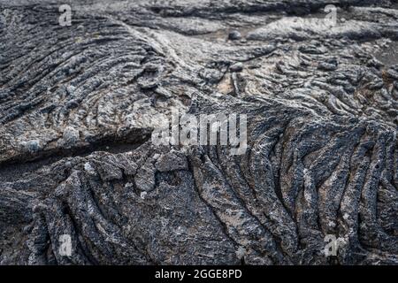 Lava solidificata, flusso di lava, Odaoahraun, altopiani islandesi, Islanda Foto Stock