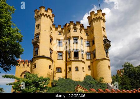 Hohenschwangau Castello, Schwangau, Koenigswinkel, strada romantica, East Allgaeu, Allgaeu, Swabia, Baviera, Germania Foto Stock