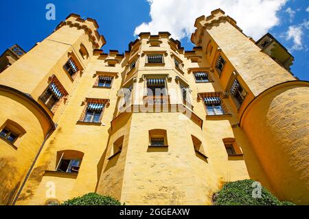 Hohenschwangau Castello, Schwangau, Koenigswinkel, strada romantica, East Allgaeu, Allgaeu, Swabia, Baviera, Germania Foto Stock