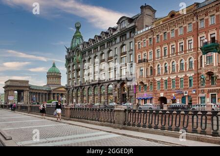 Casa della cantante e Cattedrale di Kazan, San Pietroburgo, Russia Foto Stock