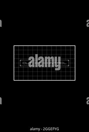 T-shirt FUORI CONTROLLO e design di abbigliamento. Messaggio fuori controllo sullo sfondo della schermata. L'estetica cibernetica degli anni '80. Stampa in bianco e nero Illustrazione Vettoriale