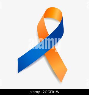 Nastro arancione e blu consapevolezza Dry Drowning. Isolato su sfondo bianco. Illustrazione vettoriale. Illustrazione Vettoriale