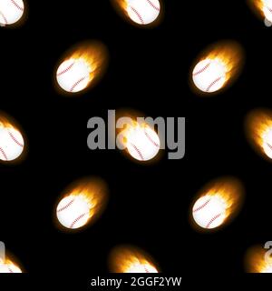 Un motivo fiammeggiante della sfera di baseball. Illustrazione dello stock vettoriale. Illustrazione Vettoriale