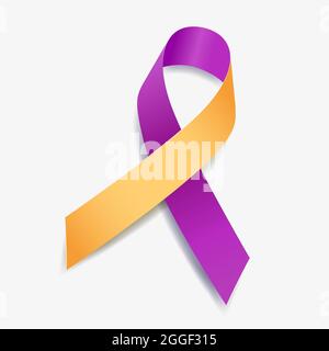 Giallo e Purple nastro consapevolezza epatite autoimmune, cancro vescica, sindrome di Sotos. Isolato su sfondo bianco. Illustrazione vettoriale. Illustrazione Vettoriale