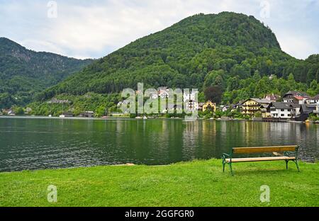 Traunkirchen sul lago Traunsee in alta Austria Foto Stock